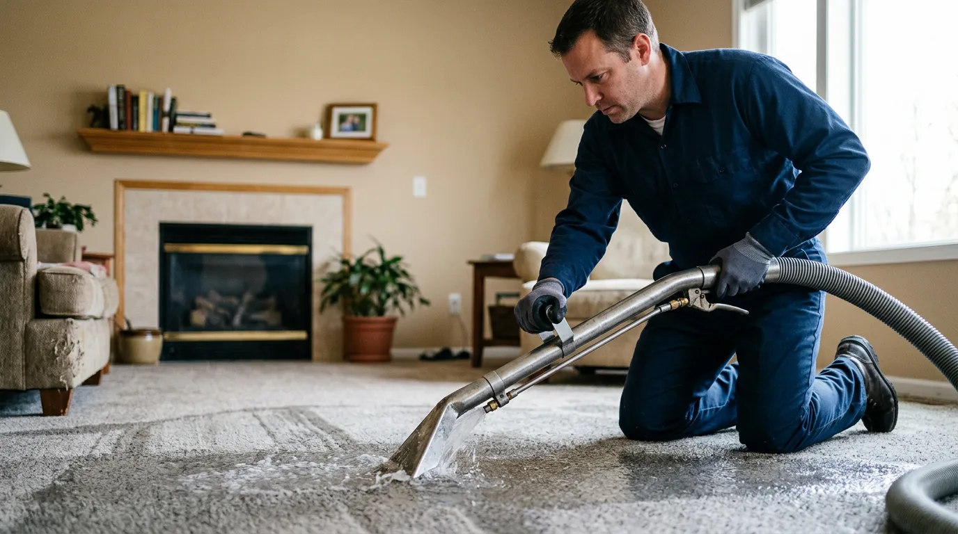 Water damage restoration technician working near Eleroy, IL